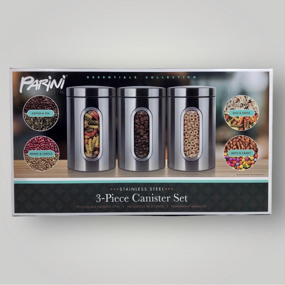 Stainless Steel 3-Piece Canister Set - Silver